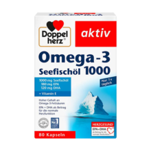 کپسول امگا 3 روغن ماهی دریایی 1000 میلی‌گرم دوپل هرز – 80 عددی (Doppelherz Omega-3 Seefischöl 1000 Kapseln)