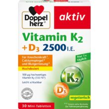 قرص مکمل ویتامین K2 + D3 2500 دوپل هرز | Doppelherz Vitamin K2 + D3 2500